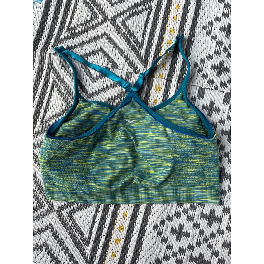 Everlast Womens Seamless Space Dye Sports Bra Teal Green Yellow Adjustable M - Picture 2 of 5